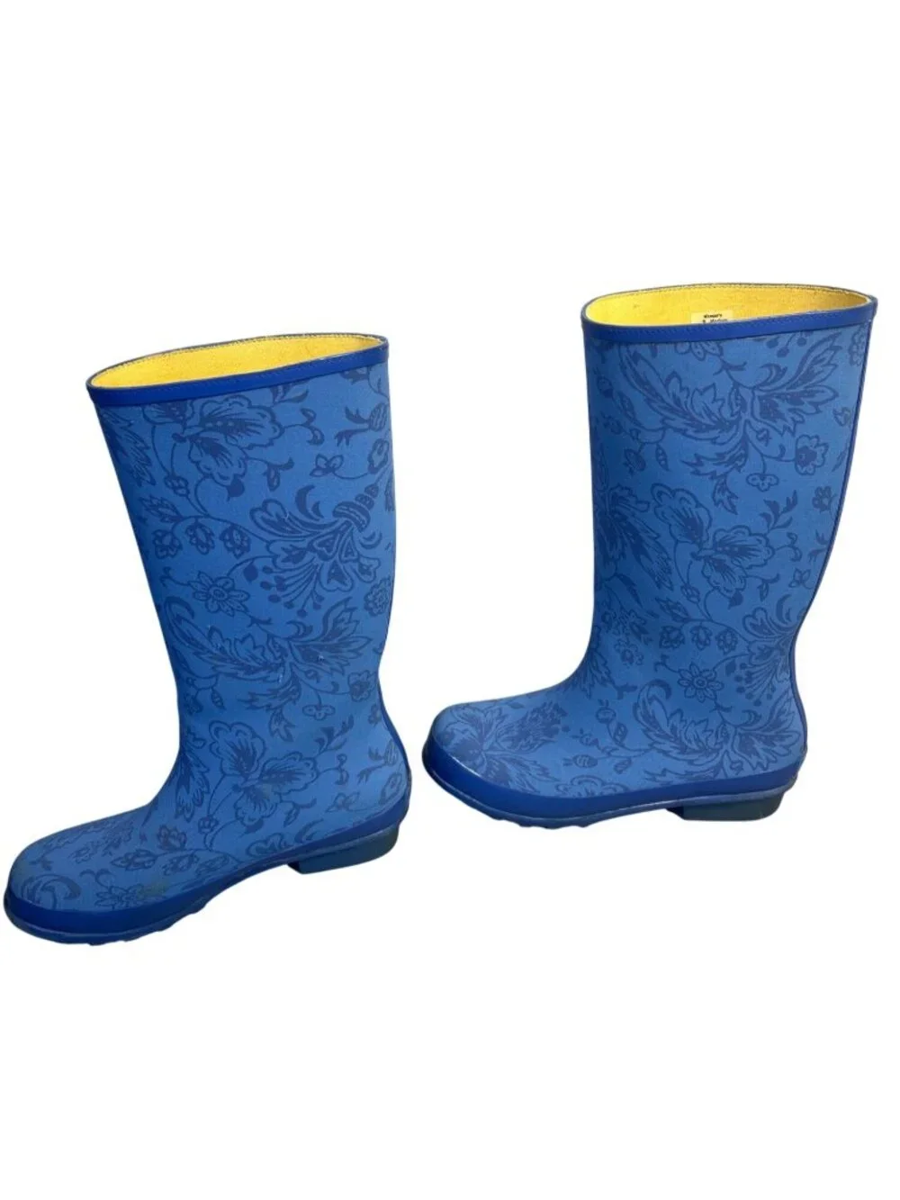 L.L.Bean Wellie Rain Boots Women's 9M Blue Floral Waterproof Rubber Gardening
